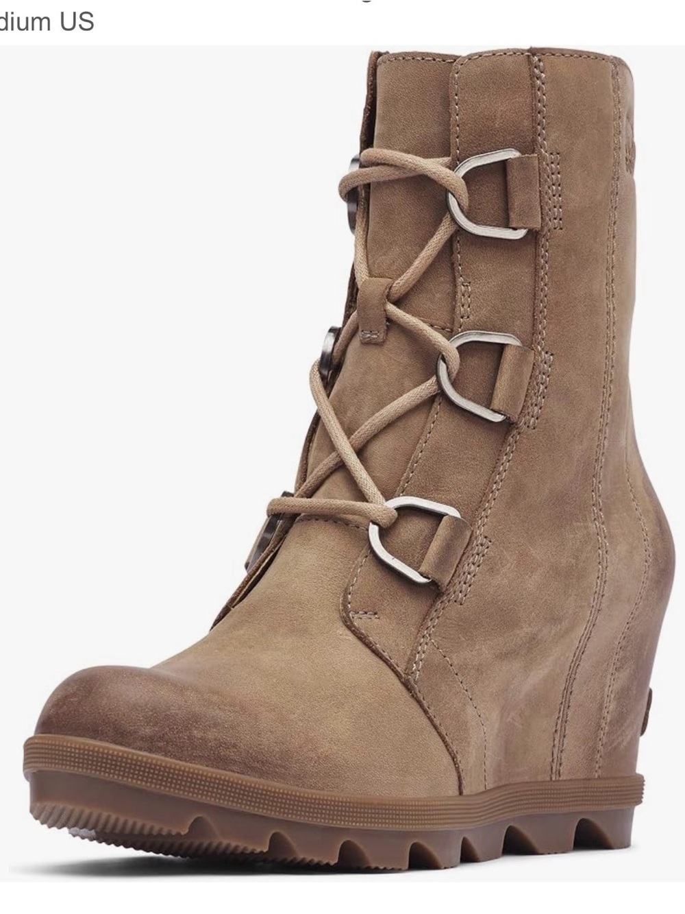 Sorel Taupe Joan of Artic II Lace-Up Wedge Bootie